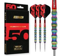 RED DRAGON Darts - Colección Clásicos 50 Años - Shockwaves 26g - 90% tungsteno - Juego profesional Dardos Acero - Incluye Flights y varillas (shafts)