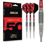 RED DRAGON Darts - Colección de clásicos de 50 años - Element6 C - 25g - 90% Tungsteno - Juego de Dardos Profesionales con Punta de Acero - Incluye vuelos de Dardos y vástagos