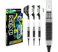 RED DRAGON Darts - Ikon 1.2 18g Barril/Peso Total de 20g Tungsteno - Dardos Diana Electrónica Profesional - Punta de Plastico - Incluye Plumas y Ejes para Dardos
