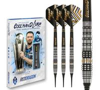 RED DRAGON Darts - Jugador profesional Luke Humphries Coolhand Prestige Series - Juego de dardos 90% tungsteno con plumas de dardos y ejes de dardos (tallos) - Disponible en punta suave 18 g y punta