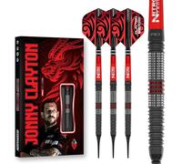 RED DRAGON Darts - Jugadora Professional - Jonny Clayton Hiraeth - 90% Tungsteno - 18g Barril / 20g Peso Completo Punta Suave Juego de Dardos con Plumas y Varillas