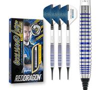 RED DRAGON Darts - Luke Humphries TX3 Cool Blue SE 18g Barril/Peso Total de 20g Tungsteno - Dardos Diana Electrónica Profesional - Punta de Plastico - Incluye Plumas y Ejes para Dardos