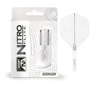 RED DRAGON Darts - Nitro Flite Integrada Sistema de Vuelo y Eje - No.2 Forma y diseño - Blanco & Claro Color, Longitud Corta