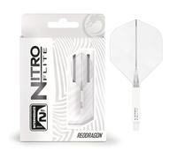 RED DRAGON Darts - Nitro Flite Integrada Sistema de Vuelo y Eje - No.2 Forma y diseño - Blanco & Claro Color, Longitud Intermedia