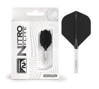 RED DRAGON Darts - Nitro Flite Integrada Sistema de Vuelo y Eje - No.2 Forma y diseño - Blanco & Negro Color, Longitud Intermedia