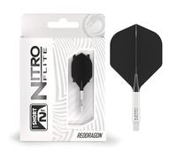 RED DRAGON Darts - Nitro Flite Integrada Sistema de Vuelo y Eje - No.2 Forma y diseño - Blanco & Negro Color, Longitud Corta