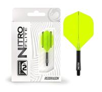RED DRAGON Darts - Nitro Flite Integrada Sistema de Vuelo y Eje - No.2 Forma y diseño - Negro & Amarillo Color, Longitud Intermedia