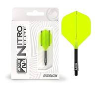 RED DRAGON Darts - Nitro Flite Integrada Sistema de Vuelo y Eje - No.2 Forma y diseño - Negro & Amarillo Color, Longitud Media