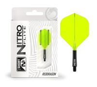 RED DRAGON Darts - Nitro Flite Integrada Sistema de Vuelo y Eje - No.2 Forma y diseño - Negro & Amarillo Color, Longitud Corta