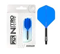 RED DRAGON Darts - Nitro Flite Integrada Sistema de Vuelo y Eje - No.2 Forma y diseño - Negro & Azul Color, Longitud Media