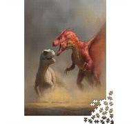 Red Dragón Fighting An AllosaurusRompecabezas De 1000 Piezas para Adultos, Juegos De Desafío para Niños, Regalos38x26cm/1000pcs