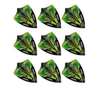 RED DRAGON Hardcore Peter Wright Snakebite - Plumas de dardos de estilo libre, color verde, transparente, 3 juegos por paquete (9 plumas de dardos en total)