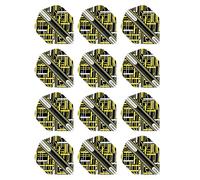 RED DRAGON Hardcore Radical Black & Yellow Dart Flights - 4 juegos por paquete (12 plumas de dardos en total)