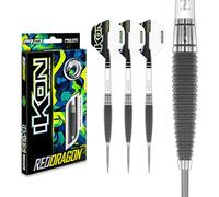 RED DRAGON Ikon 1.1 - Juego de dardos profesionales de tungsteno con punta de acero, 25 g, con plumas y tallos