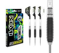 RED DRAGON Ikon 1.3 - Juego de dardos de tungsteno profesional de acero con punta de 25 g, con plumas y cañas