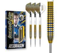 RED DRAGON Luke Humphries TX3 Gold SE - Juego de Dardos de tungsteno con Punta de Acero, 22 g, con Plumas y Tallos