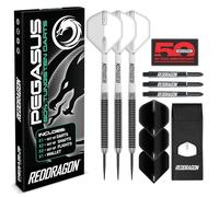 RED DRAGON Pegasus - Juego de Dardos Profesionales de tungsteno de 23 Gramos con vuelos, Tallos (Ejes) y Cartera