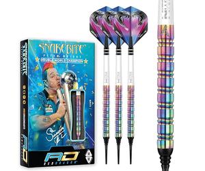 RED DRAGON Peter Wright Snakebite 1: 16g Peso Barril, 18g Peso Total Softip Tungsten Darts con Flights y Ejes
