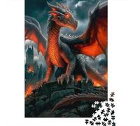 Red Dragon Rompecabezas Burning City 1000 Piezas Papel Reciclado para Mujeres, Regalos para Hombres Rompecabezas Juego Educativo para Relajarse 38x26cm/1000pcs