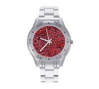 Red Dragon Scales - Reloj analógico de cuarzo para hombre, correa de acero inoxidable, reloj de pulsera de negocios