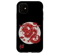 Red Dragon White Rising Sun Chinese Strength Symbol Carcasa para iPhone 11