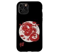 Red Dragon White Rising Sun Chinese Strength Symbol Carcasa para iPhone 11 Pro
