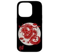 Red Dragon White Rising Sun Chinese Strength Symbol Carcasa para iPhone 14 Pro