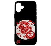 Red Dragon White Rising Sun Chinese Strength Symbol Carcasa para iPhone 16 Plus