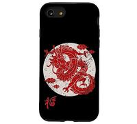 Red Dragon White Rising Sun Chinese Strength Symbol Carcasa para iPhone SE (2020) / 7/8
