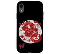 Red Dragon White Rising Sun Chinese Strength Symbol Carcasa para iPhone XR