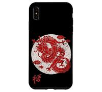 Red Dragon White Rising Sun Chinese Strength Symbol Carcasa para iPhone XS MAX