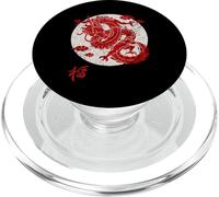 Red Dragon White Rising Sun Chinese Strength Symbol PopSockets PopGrip para MagSafe