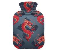 Red Dragons Clouds - Bolsa de agua caliente oscura con funda de terciopelo suave, bolsa de agua caliente para cuello, hombros y calambres menstruales, tamaño mediano