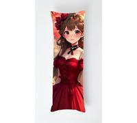 Red Dress Girl Body Pillow Case Cover 50x135cm, Long Backrest Cushion Pillow Protector with Zipper, Decorative Bedding Pillowcase, Soft Body Pillow Cover for Couch Bedroom Anime