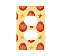 Red Eggs - Placa de pared dúplex con diseño de huevos rojos, placa de pared decorativa de Pascua, fácil de instalar, cubierta de salida para hogar, oficina, cocina, apartamento