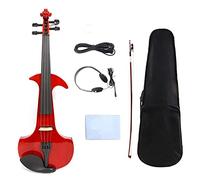 Red Electric Silent Violin 4/4 Caso hecho a mano+Bow+Cable Violín principiantes
