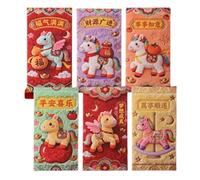 Red Envelopes Chinese - 6 Piece Embroidered Lunar New Year Packet Set | Year Of The Horse 2026 Red Packets For Men Women Boys Girls Teens Spring Festival Marriage Celebration Gifting (5 pcs)