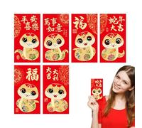 Red Envelopes - Chinese Red Sobres | 6 X Rojas Envolturas para el Festival de Primavera, Red Lucky Money Packets, 2025 Gold Foil Year Of The Snake Red Envelope, Red Envelopes For The Chinese New Year