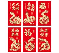 Red Envelopes - Chino Red Envelopes | 6 x Red Envelopes for the Spring Festival, Red Lucky Money Packets, 2025 Gold Foil Year Of The Snake Red Envelopes, Red Envelopes For The Chinese New Year