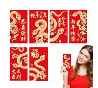 Red Envelopes - Chino Red Envelopes | 6 x Red Envelopes for the Spring Festival, Red Lucky Money Packets, 2025 Gold Foil Year Of The Snake Red Envelopes, Red Envelopes For The Chinese New Year