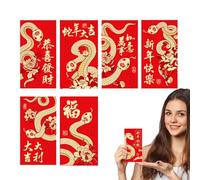 Red Envelopes - Chino Red Envelopes | 6 x Red Envelopes for the Spring Festival, Red Lucky Money Packets, 2025 Gold Foil Year Of The Snake Red Envelopes, Red Envelopes For The Chinese New Year
