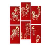 Red Envelopes For Money - 6 Pieces Horse Pattern Pocket | 2026 Auspicious Cloud Pattern Lunar New Year Red Envelope For Boys Girls Adults Friends Birthday Celebration Winter Festival And Others