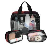 Red Evil Dragon - Bolsa de maquillaje de viaje para mujeres y hombres, bolsas de cosméticos translúcidas de dragón, 3 piezas, bolsa grande para ducha, organizador de artículos de tocador, color, L,