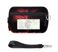 Red Evil Dragon - Mini funda para tarjetas con cremallera para mujeres y hombres, con ventana de identificación, cartera de dragón, portátil, ligera, pequeña, con cremallera, organizador de tarjetas
