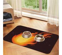 Red Falling Fireball Flame Pattern,Waterproof Pet Feeding Mat,PU Leather Placemats for Cat Dog Water Bowl,Food Mats,40x60cm