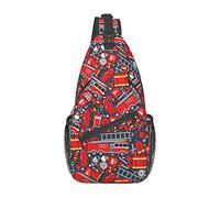 Red Fire Truck Hydrant Small Sling Bag para Mujeres Hombres Crossbody Sling Backpack Ciclismo Senderismo Daypack Shoulder Chest Bag