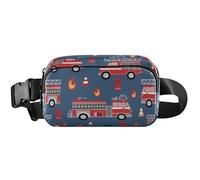Red Fire Trucks - Cangurera impermeable para mujer, diseño de camiones de bomberos rojos, color azul marino, 8 x 5.3 x 2.3 pulgadas, divertido y lindo, camiones de bomberos rojos azul marino, 8 x 5.3