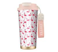 Red Flamingo - Botella de agua con tapa con pajilla, de acero inoxidable, boca ancha, aislada, a prueba de fugas, para mujer, color rosa