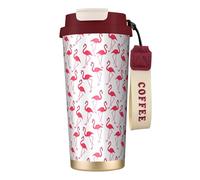 Red Flamingo - Botella de agua con tapa con popote, de acero inoxidable, boca ancha, aislada, a prueba de fugas, para mujer, color rojo