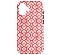 Red Floral Flower Leaves Turkish Rounded Retro Patter Carcasa para iPhone 16